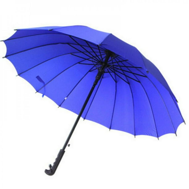Semi Auto Open Manual Close Umbrella Big Long Windproof Waterproof Fiber Umbrella For Female,Purple 